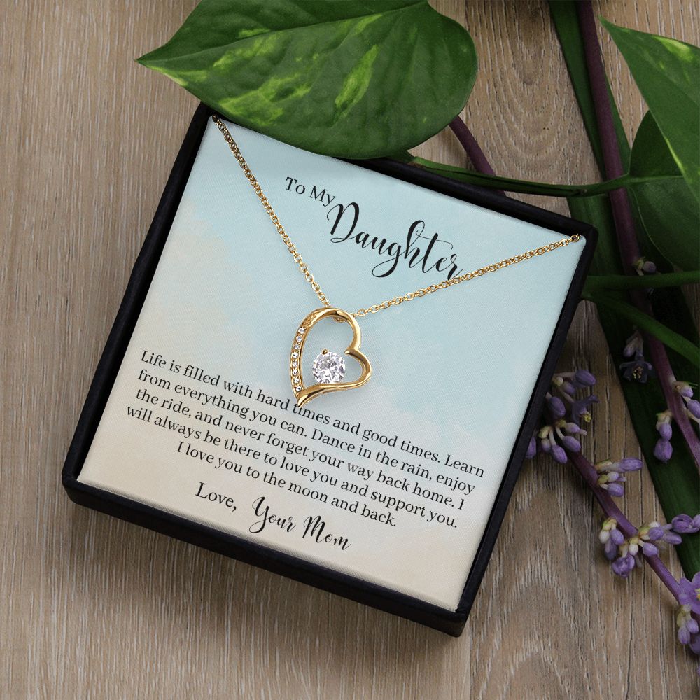 To My Daughter -Learn From Everything -  Forever Love Heart Necklace-[Heartfelt Family Gift]