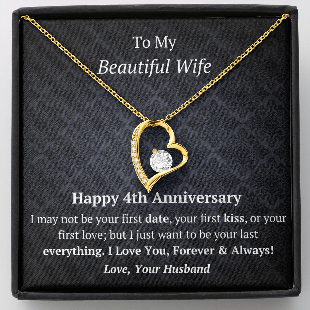Wife 4th Anniversary Forever Love Heart Necklace-[Heartfelt Family Gift]
