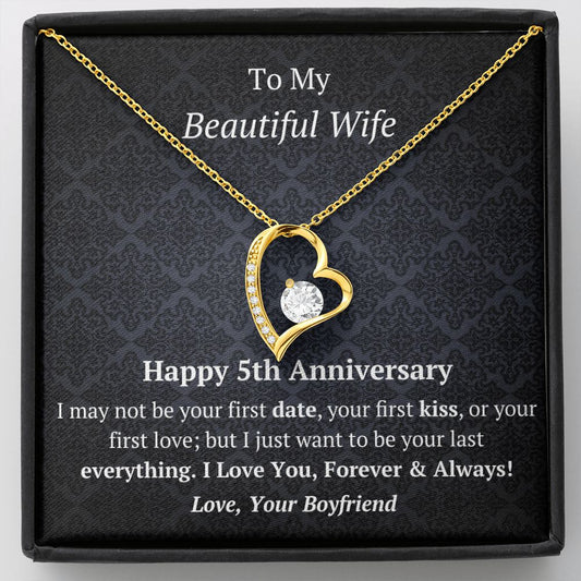 Wife 5th Anniversary Forever Love Heart Necklace-[Heartfelt Family Gift]