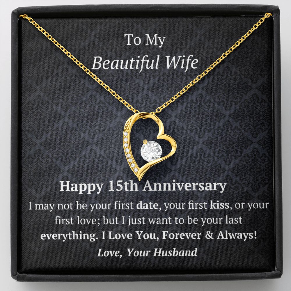 Wife 15th Anniversary - Forever Love Heart Necklace-[Heartfelt Family Gift]