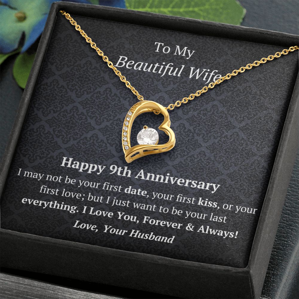 Forever Love Heart Necklace - 9th Anniversary Wife Gift-[Heartfelt Family Gift]