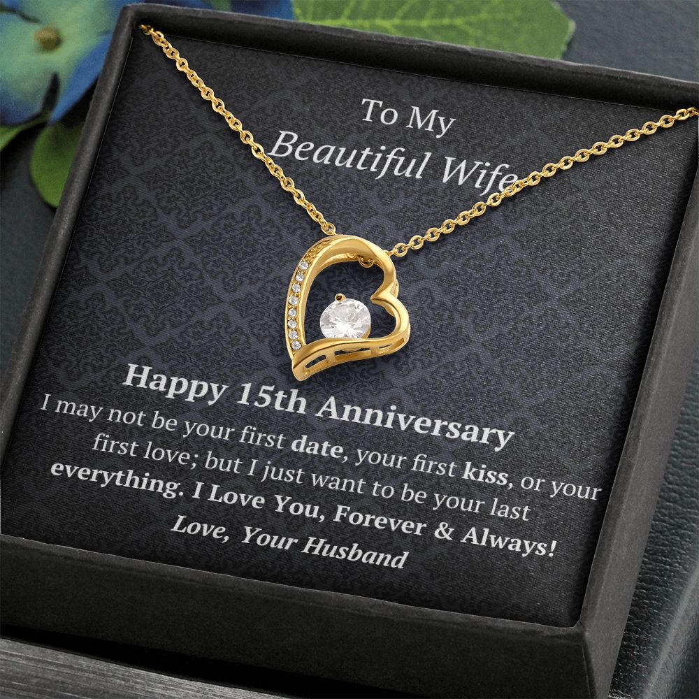 Wife 15th Anniversary - Forever Love Heart Necklace-[Heartfelt Family Gift]