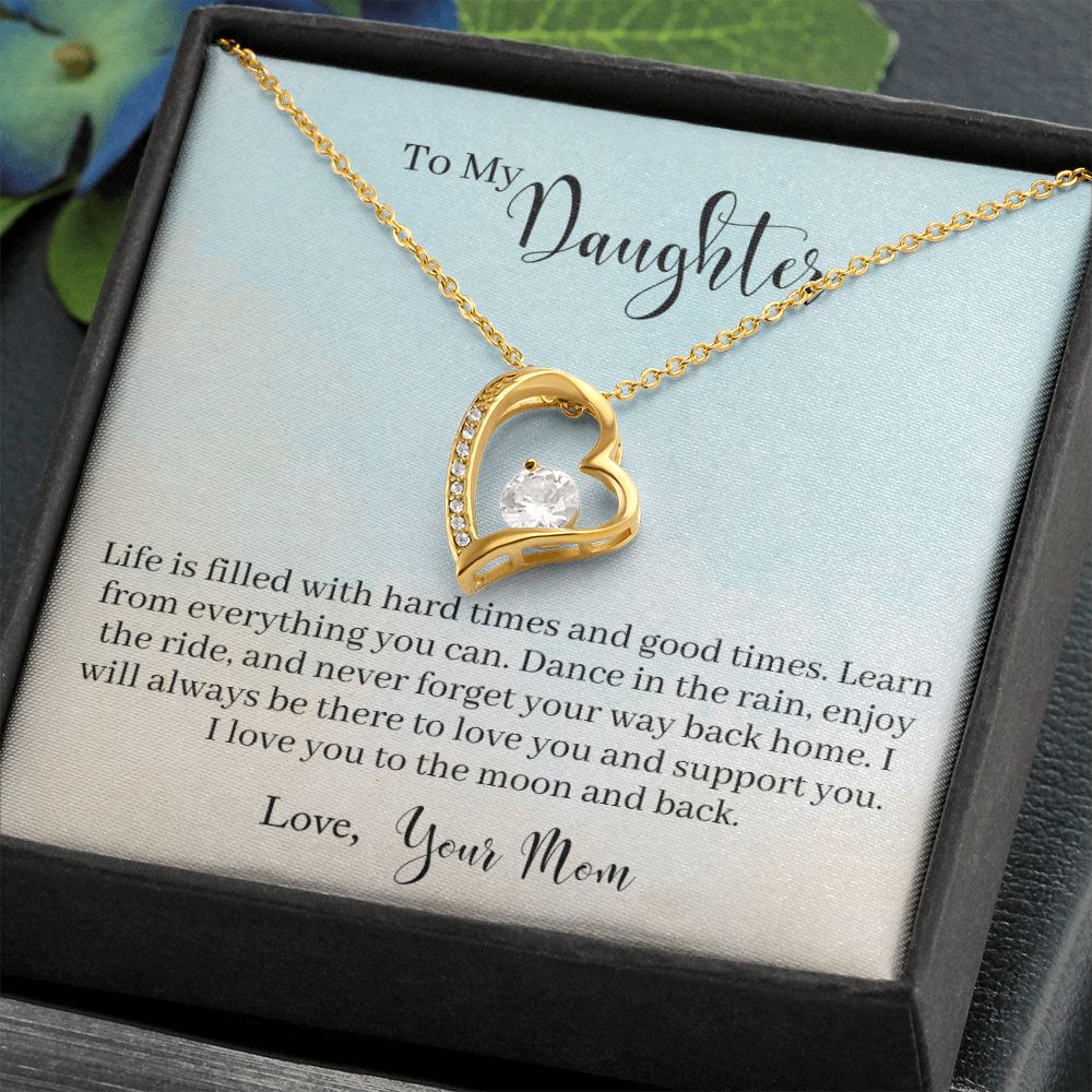 To My Daughter -Learn From Everything -  Forever Love Heart Necklace-[Heartfelt Family Gift]