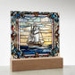Nautical Faux Stained Glass Acrylic Square Plaque-[Heartfelt Family Gift]