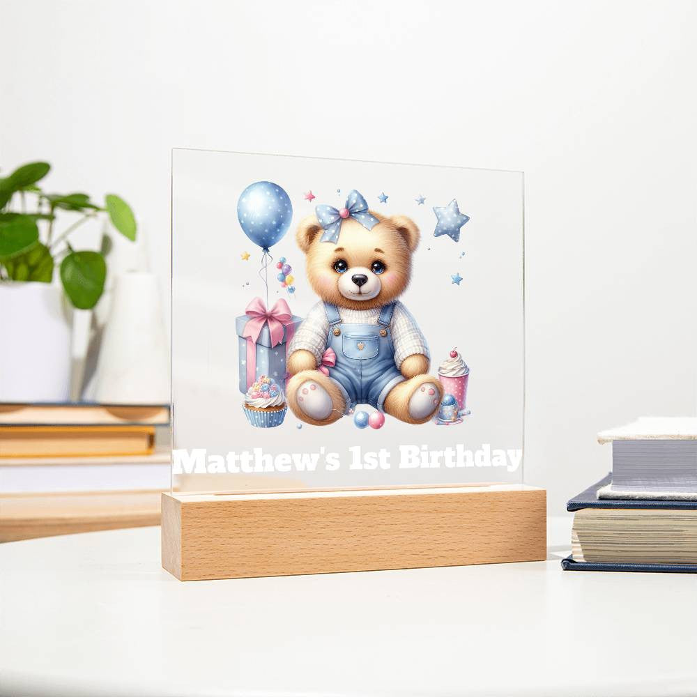 Teddy Bear Lighted Birthday Sign or Nightlight-[Heartfelt Family Gift]