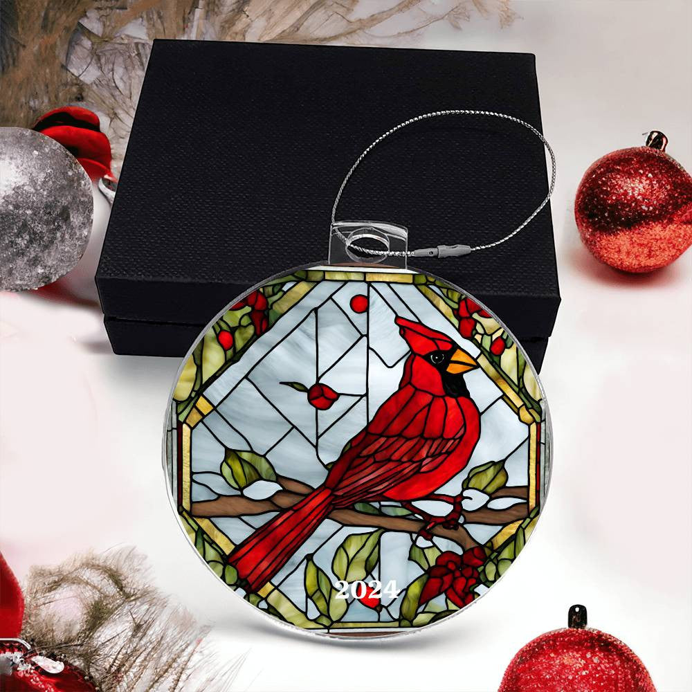 Cardinal Acrylic Christmas Tree Ornament-[Heartfelt Family Gift]