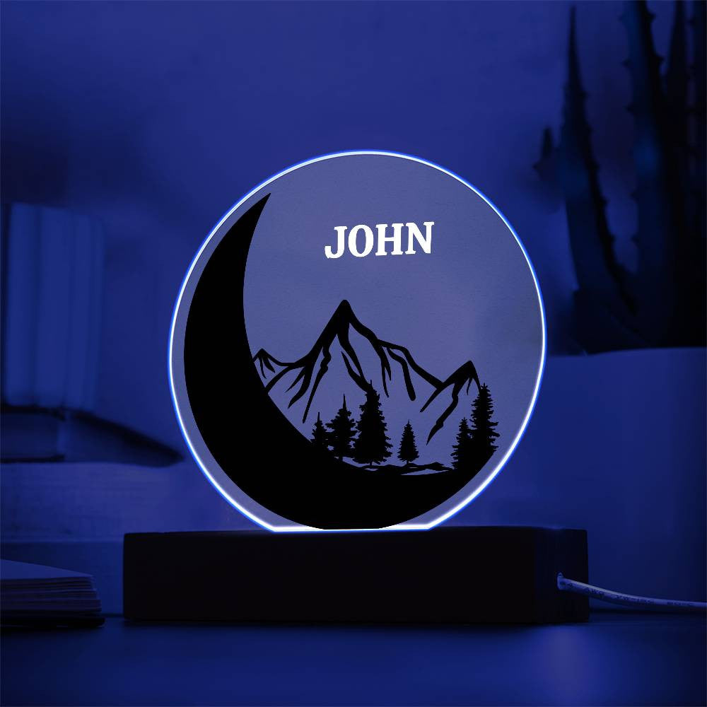 Black Moon and Mountains Custom Name Night light-[Heartfelt Family Gift]