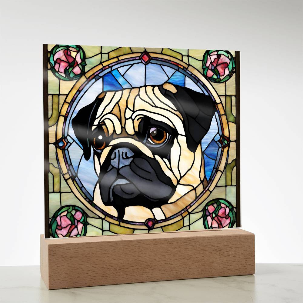 German Shepherd Faux Stained Glass Dog Nightlight - Perfect Gift for Dog Lovers  Bulldog Pug Golden Retriever - Room Decor-[Heartfelt Family Gift]