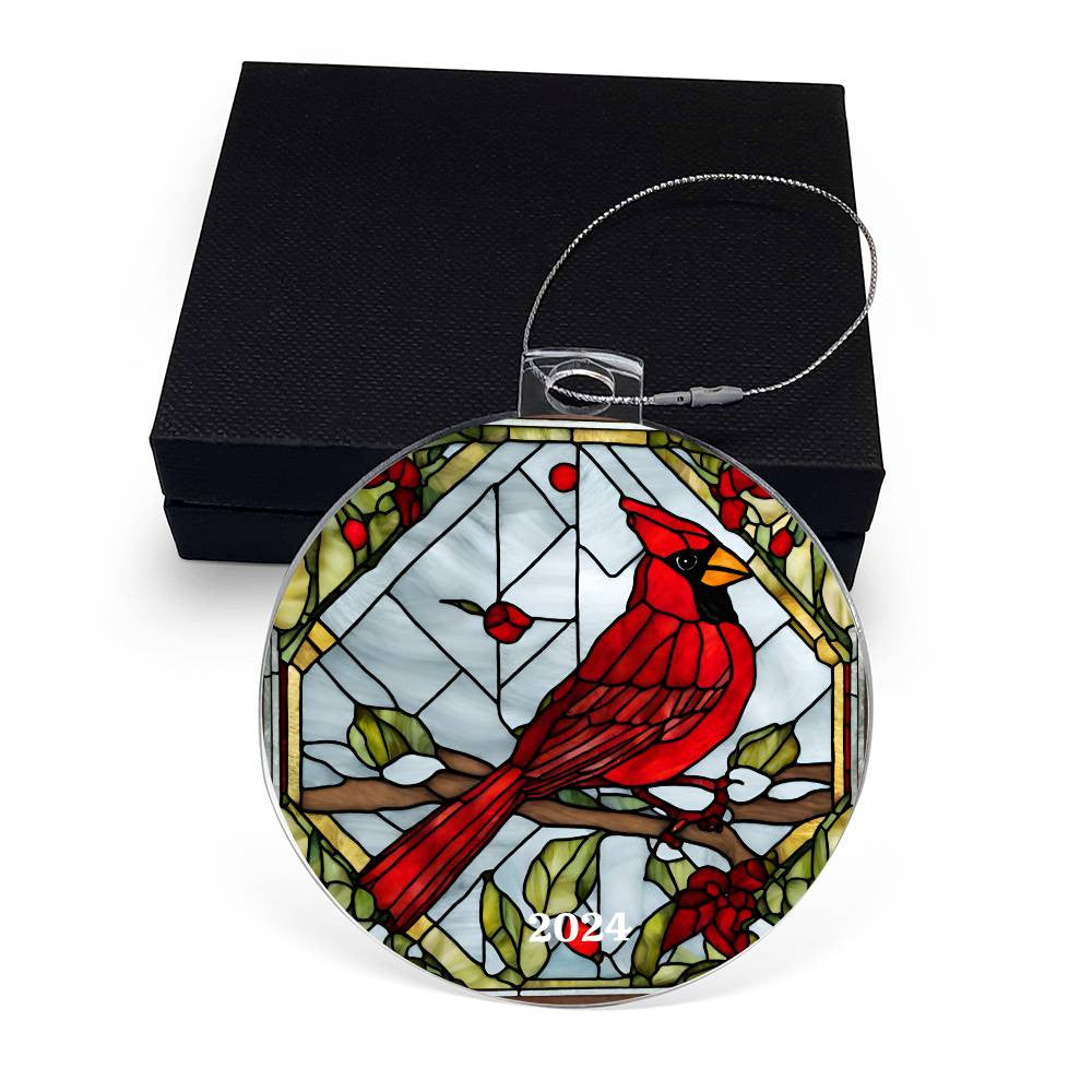 Cardinal Acrylic Christmas Tree Ornament-[Heartfelt Family Gift]