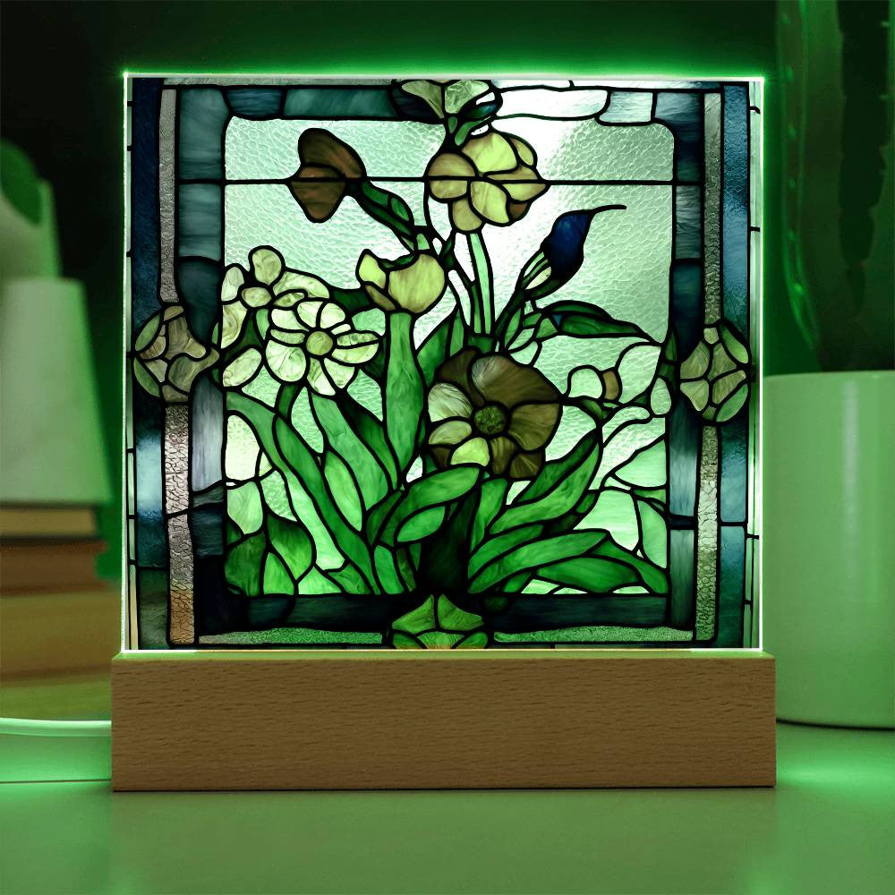 Flowers Acrylic Square Plaque-[Heartfelt Family Gift]