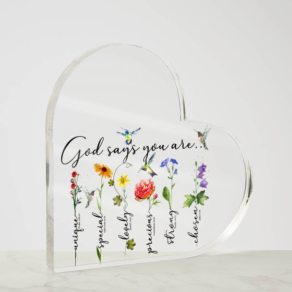 God Says You Are Affirmation Plaques for Christmas Confirmation First Communion Baptism - Heart Dome Nightlight Bible Verses Ornament-[Heartfelt Family Gift]