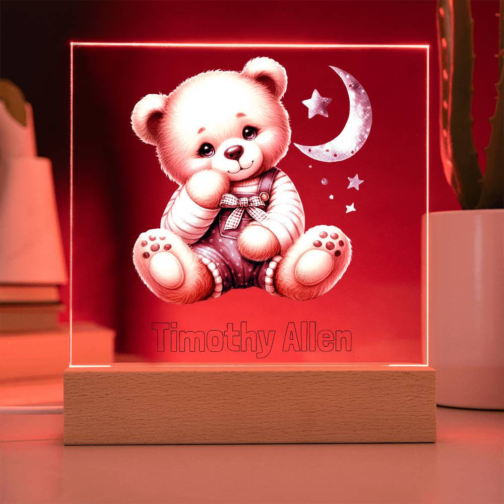 Teddy Bear Night Light, Boys Bedroom Decor, Nursery Room, Babies Room, Childs Nightlight, Babys nitelight, baby shower gift, Lighted Plaque Table Lamp-[Heartfelt Family Gift]