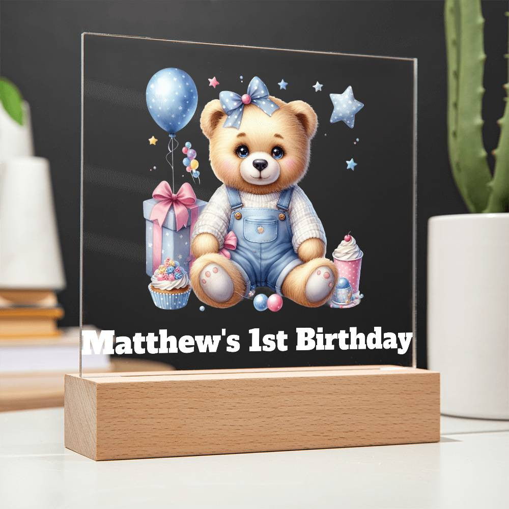 Teddy Bear Lighted Birthday Sign or Nightlight-[Heartfelt Family Gift]