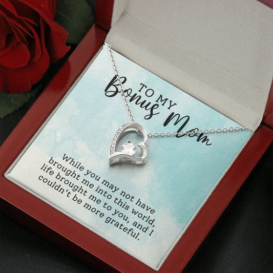 Bonus Mom Grateful Forever Love Heart Necklace-[Heartfelt Family Gift]