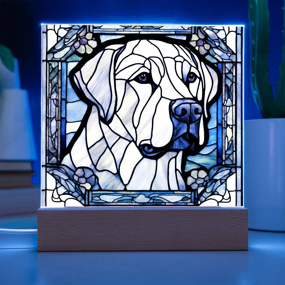 Cute Labrador retriever Acrylic Plaque, Lab Mom Gift, Housewarming gift for pet owner, Faux stained glass bedside lamp, Labdrador Decor, Birthday gift for lab Mom Labrador Lover-[Heartfelt Family Gift]