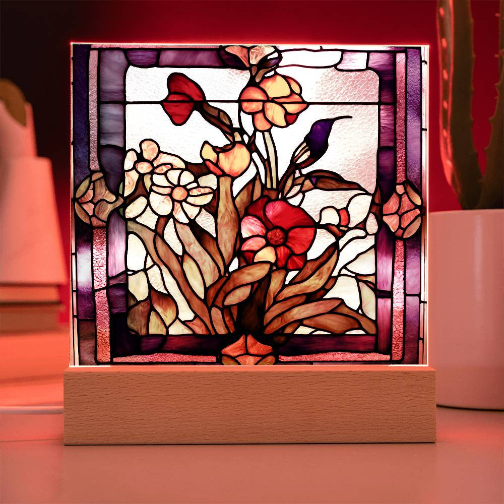 Flowers Acrylic Square Plaque-[Heartfelt Family Gift]