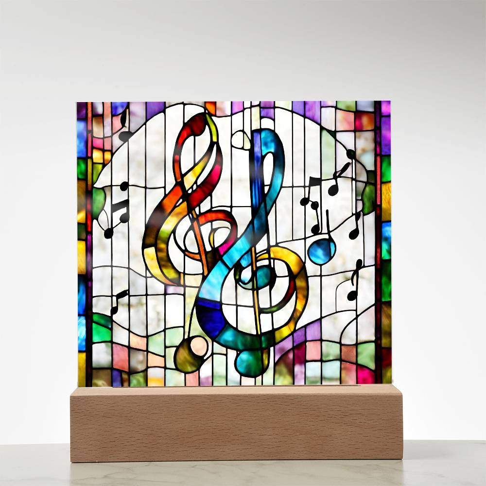 Music Notes Acrylic Sign  LED Plaque - Gift for Music Lovers Musicians and Piano Teachers  Wall Decor for Music Room - Music Key Sign-[Heartfelt Family Gift]