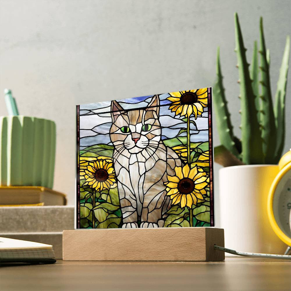 Cat Acrylic Sunflower Plaque - Perfect Gift for Cat Lovers and Home Decor-[Heartfelt Family Gift]