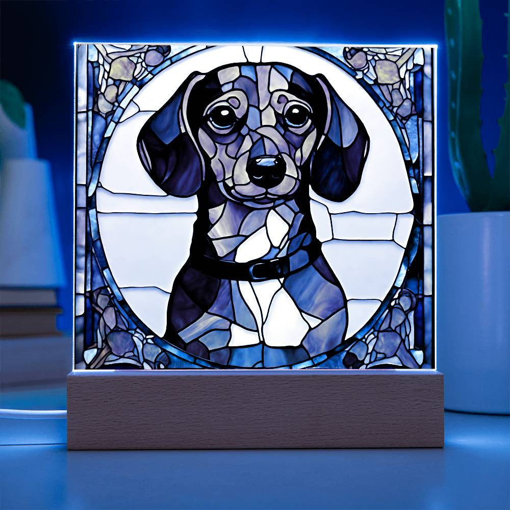 Dachshund Dog Acrylic Plaque with LED Lights-[Heartfelt Family Gift]
