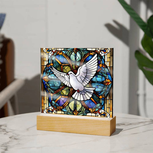 Dove Acrylic Square Plaque - Modern Home Decor Accent  Max 255  Monogram Available-[Heartfelt Family Gift]