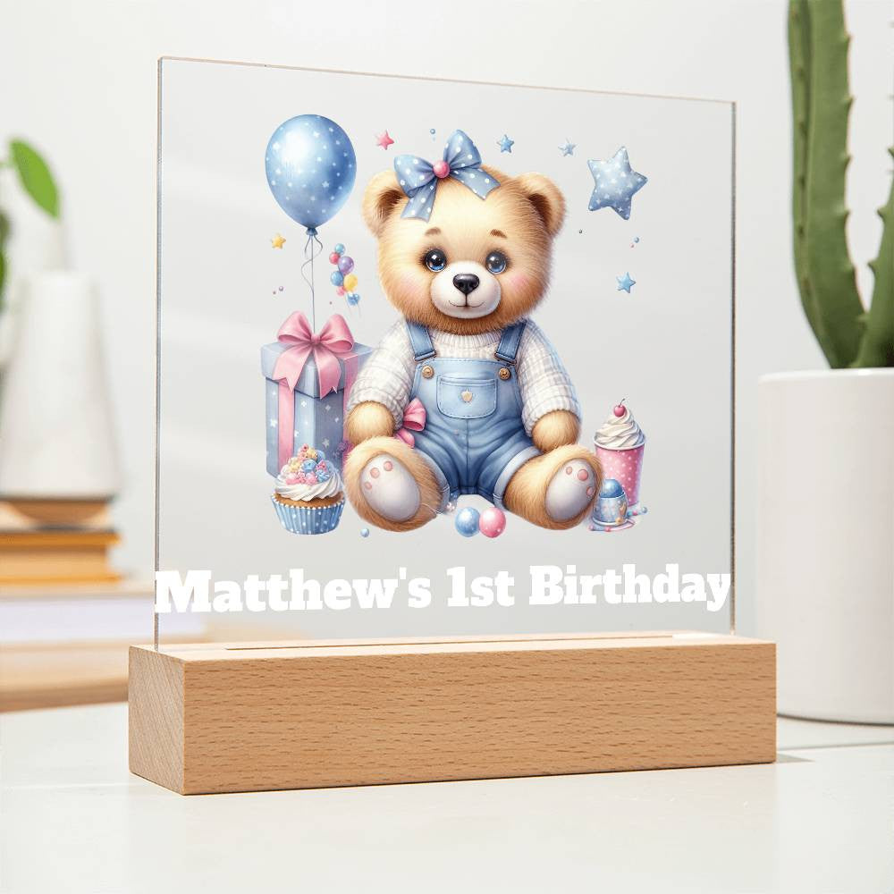 Teddy Bear Lighted Birthday Sign or Nightlight-[Heartfelt Family Gift]