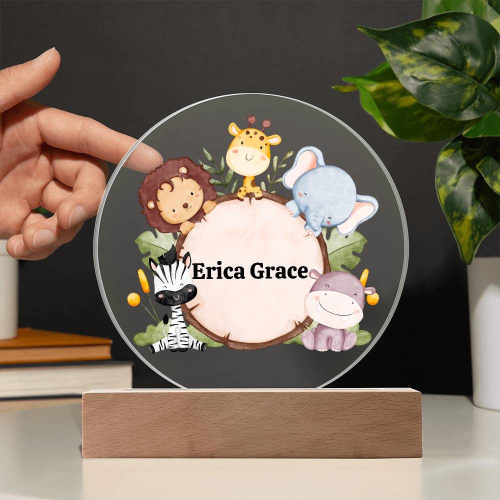Jungle Animals Night Light,  1st Birthday, Safari birthday,  Jungle Baby Shower, Safari Nursery, Zoo animals, Baby Girl Nursery Decor-[Heartfelt Family Gift]