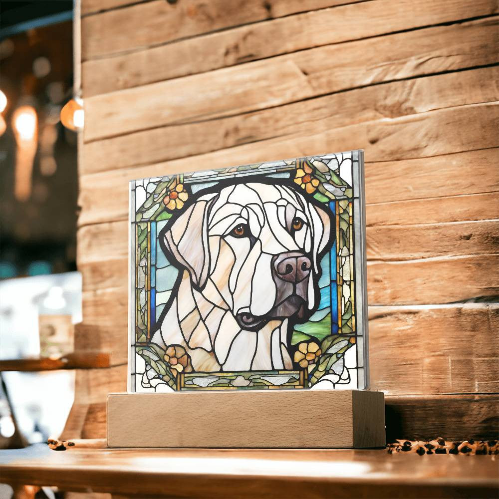 Cute Labrador retriever Acrylic Plaque, Lab Mom Gift, Housewarming gift for pet owner, Faux stained glass bedside lamp, Labdrador Decor, Birthday gift for lab Mom Labrador Lover-[Heartfelt Family Gift]