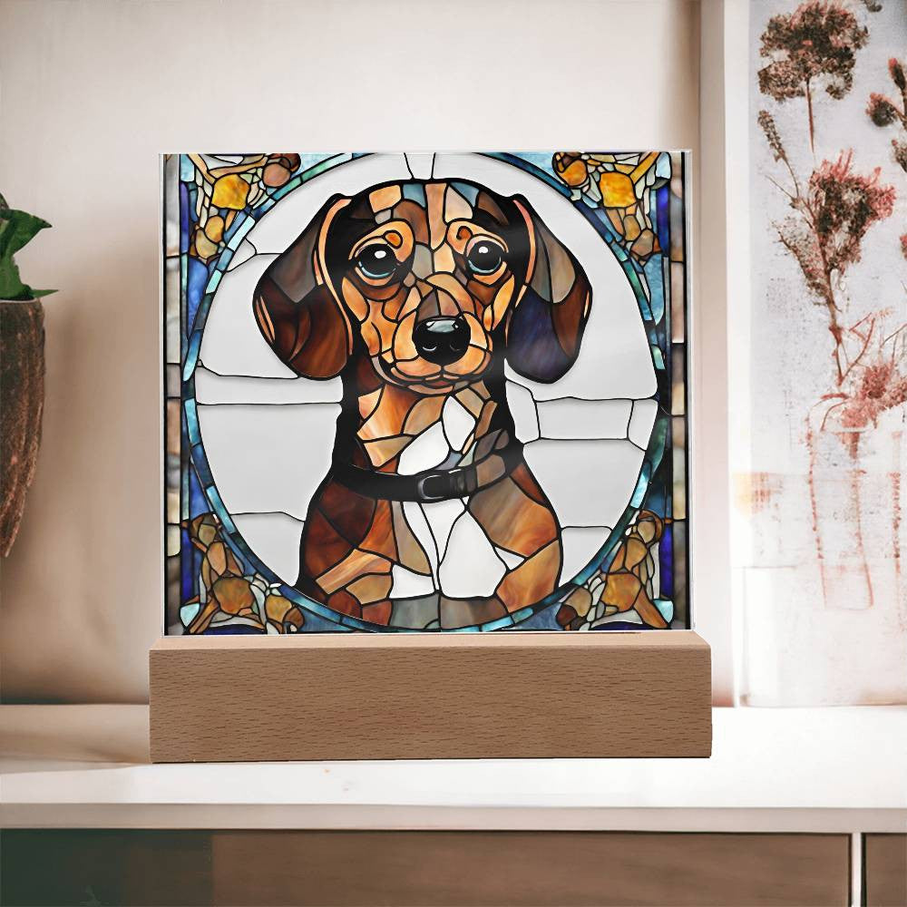 Corgi Dachshund Poodle Beagle Acrylic Plaque - Faux Stained Glass Design - Perfect Gift for Dog Lovers-[Heartfelt Family Gift]