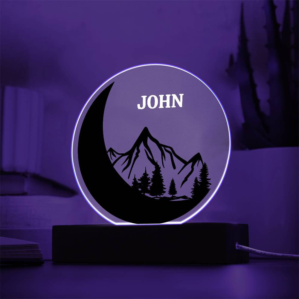 Black Moon and Mountains Custom Name Night light-[Heartfelt Family Gift]