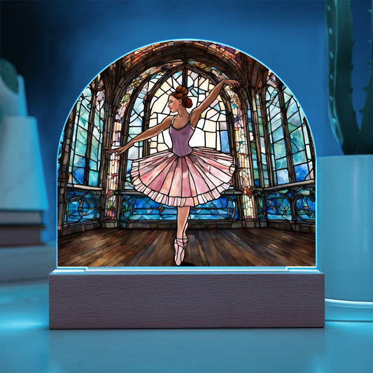 Ballerina Faux Stained Glass Acrylic Nightlight-[Heartfelt Family Gift]