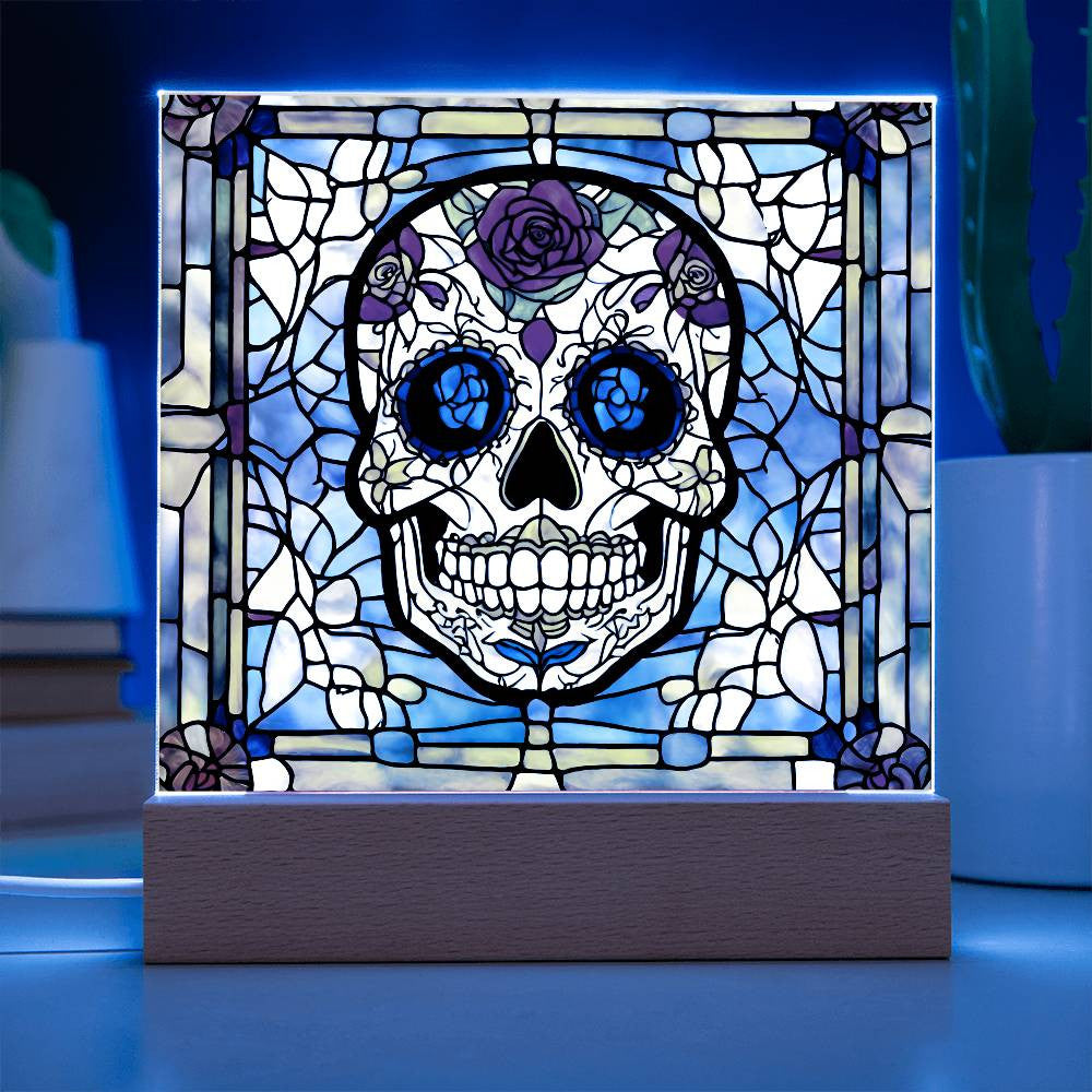 Sugar Skull Led Lighted Acrylic Plaque Halloween Decoration-[Heartfelt Family Gift]