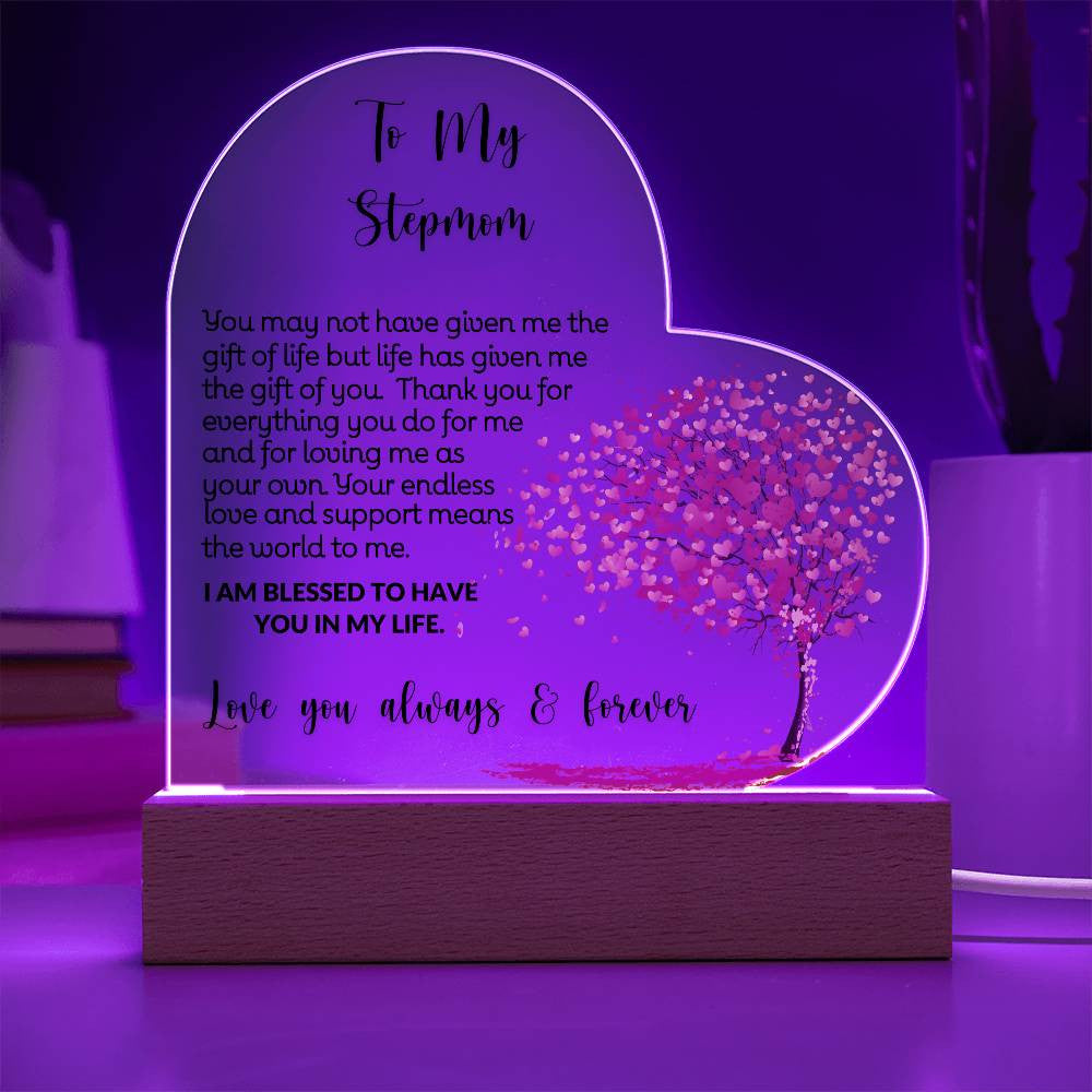 To My Stepmom LED Acrylic Heart-[Heartfelt Family Gift]