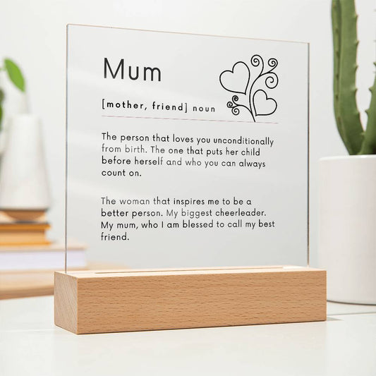 Mothers Day Gift for Mum Acrylic LED Plaque-[Heartfelt Family Gift]