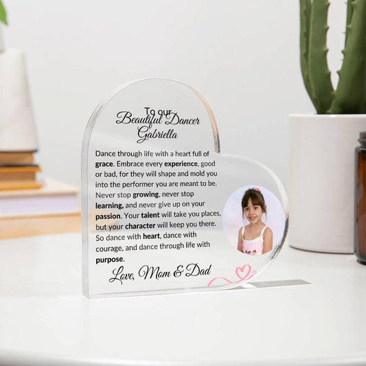 Personalized Ballerina Acrylic Heart Plaque Gift-[Heartfelt Family Gift]