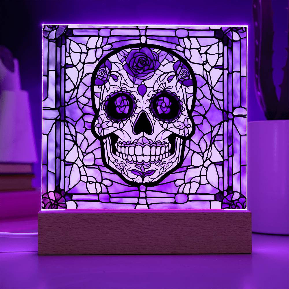 Sugar Skull Led Lighted Acrylic Plaque Halloween Decoration-[Heartfelt Family Gift]