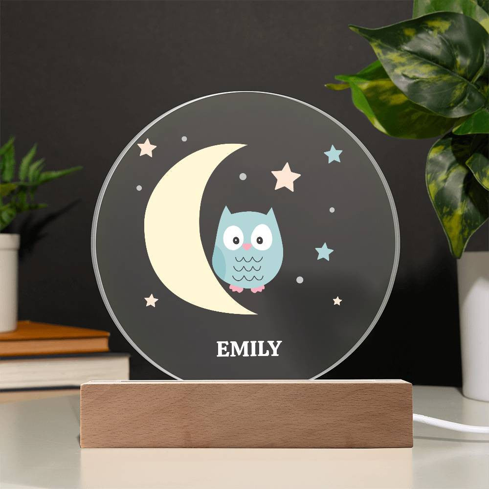 Owl Star and Moon Custom Name Night light-[Heartfelt Family Gift]