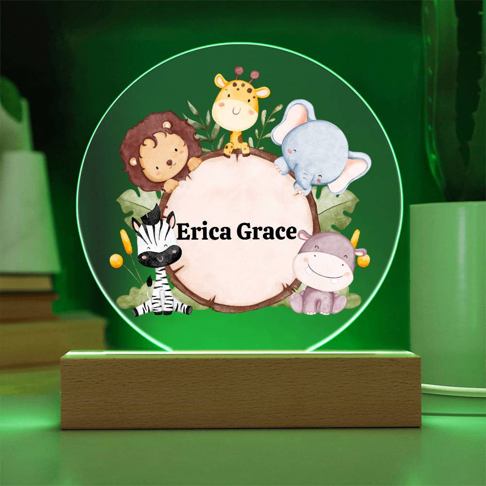 Jungle Animals Night Light,  1st Birthday, Safari birthday,  Jungle Baby Shower, Safari Nursery, Zoo animals, Baby Girl Nursery Decor-[Heartfelt Family Gift]