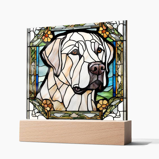 Cute Labrador retriever Acrylic Plaque, Lab Mom Gift, Housewarming gift for pet owner, Faux stained glass bedside lamp, Labdrador Decor, Birthday gift for lab Mom Labrador Lover-[Heartfelt Family Gift]