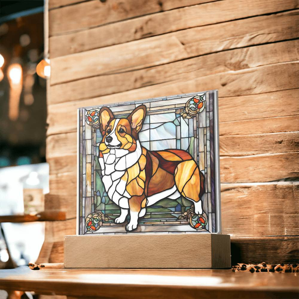 Corgi Dog Light Box Acrylic Plaque, Corgi Dog Decor, Faux Stained Glass, Gift for Corgi Mom, Gift for Corgi lover, Welsh Corgi Decoration, Dog Gift, Housewarming Gifts-[Heartfelt Family Gift]