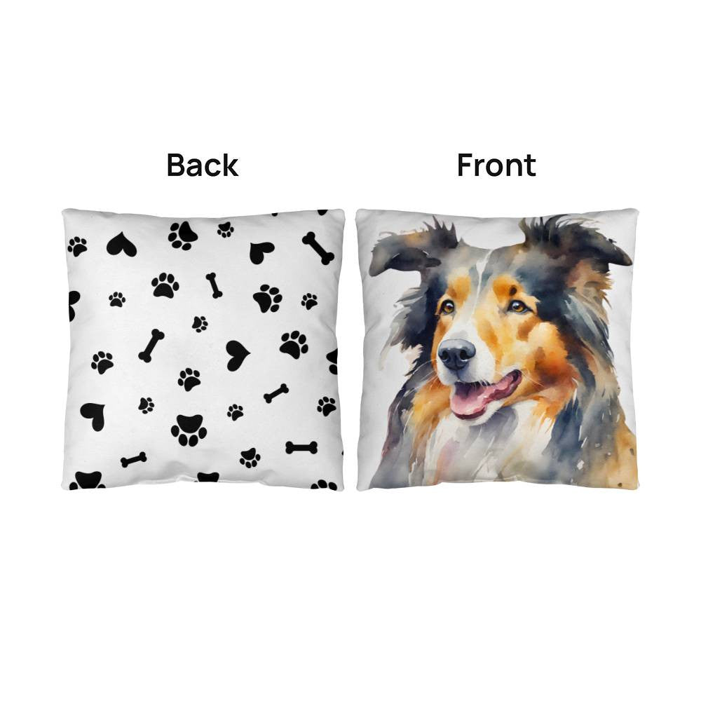 Watercolor Collie 2 Sided Pillow in 5 Sizes-[Heartfelt Family Gift]