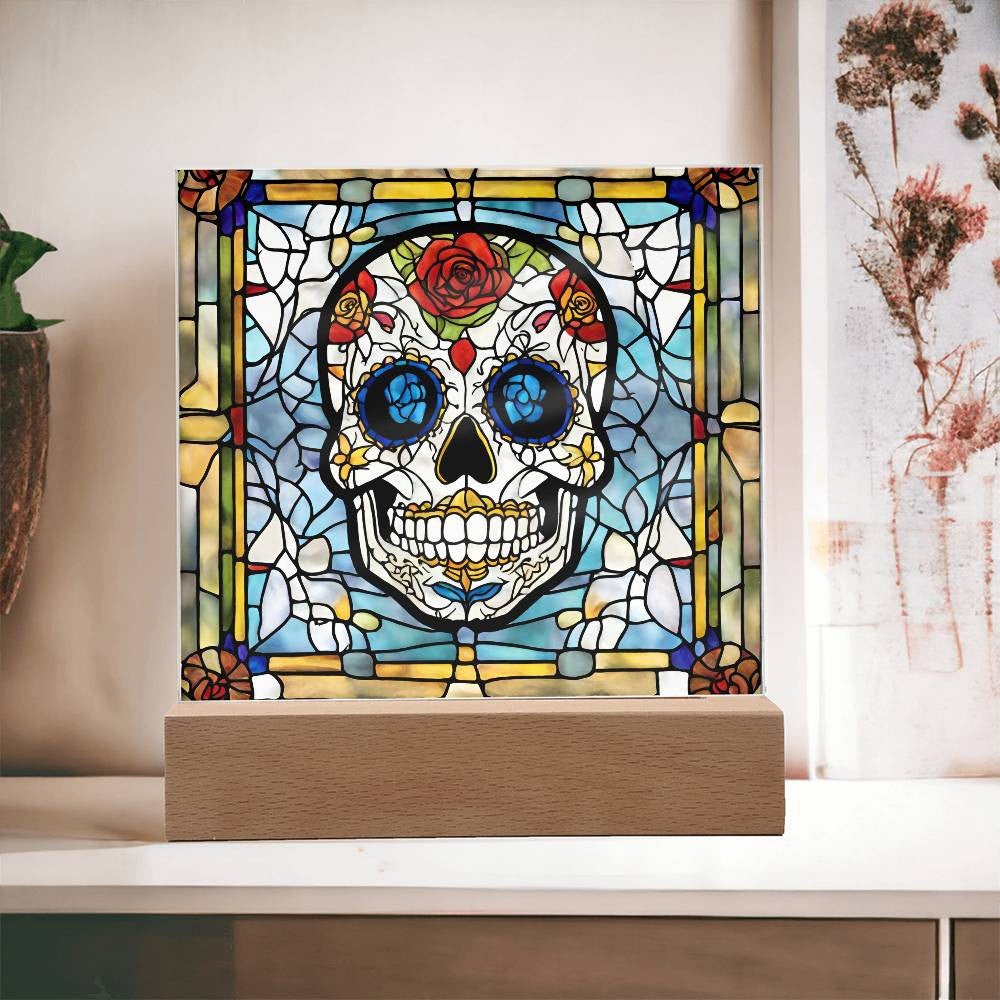 Sugar Skull Led Lighted Acrylic Plaque Halloween Decoration-[Heartfelt Family Gift]