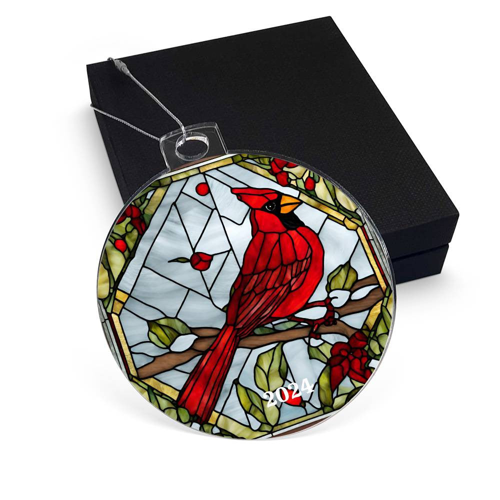 Cardinal Acrylic Christmas Tree Ornament-[Heartfelt Family Gift]