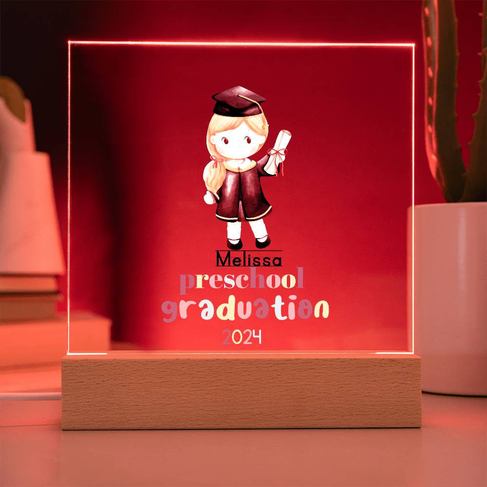 Personalized Preschool Graduation LED Plaque Gift-[Heartfelt Family Gift]