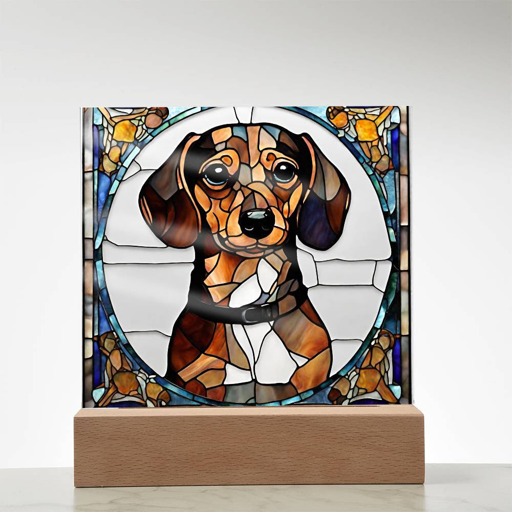 Corgi Dachshund Poodle Beagle Acrylic Plaque - Faux Stained Glass Design - Perfect Gift for Dog Lovers-[Heartfelt Family Gift]