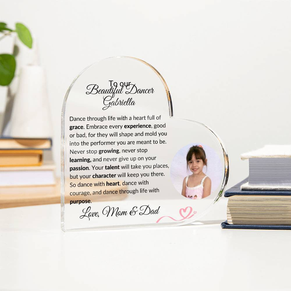 Personalized Ballerina Acrylic Heart Plaque Gift-[Heartfelt Family Gift]