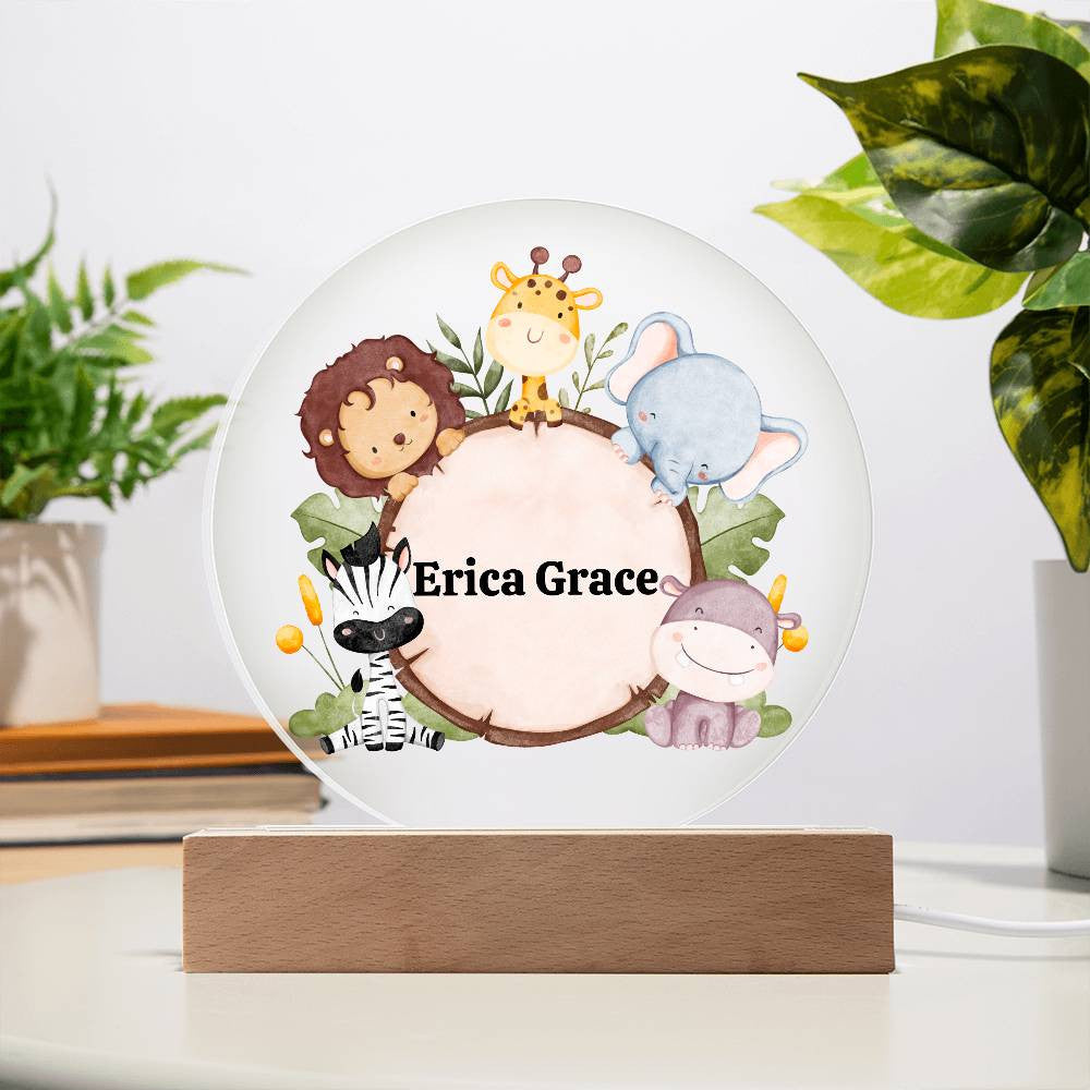 Jungle Animals Night Light,  1st Birthday, Safari birthday,  Jungle Baby Shower, Safari Nursery, Zoo animals, Baby Girl Nursery Decor-[Heartfelt Family Gift]