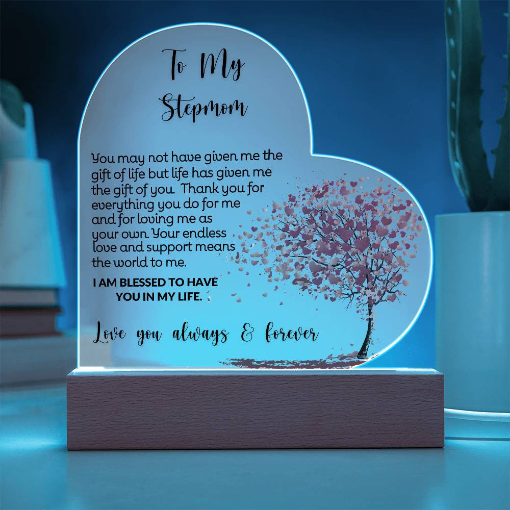 To My Stepmom LED Acrylic Heart-[Heartfelt Family Gift]