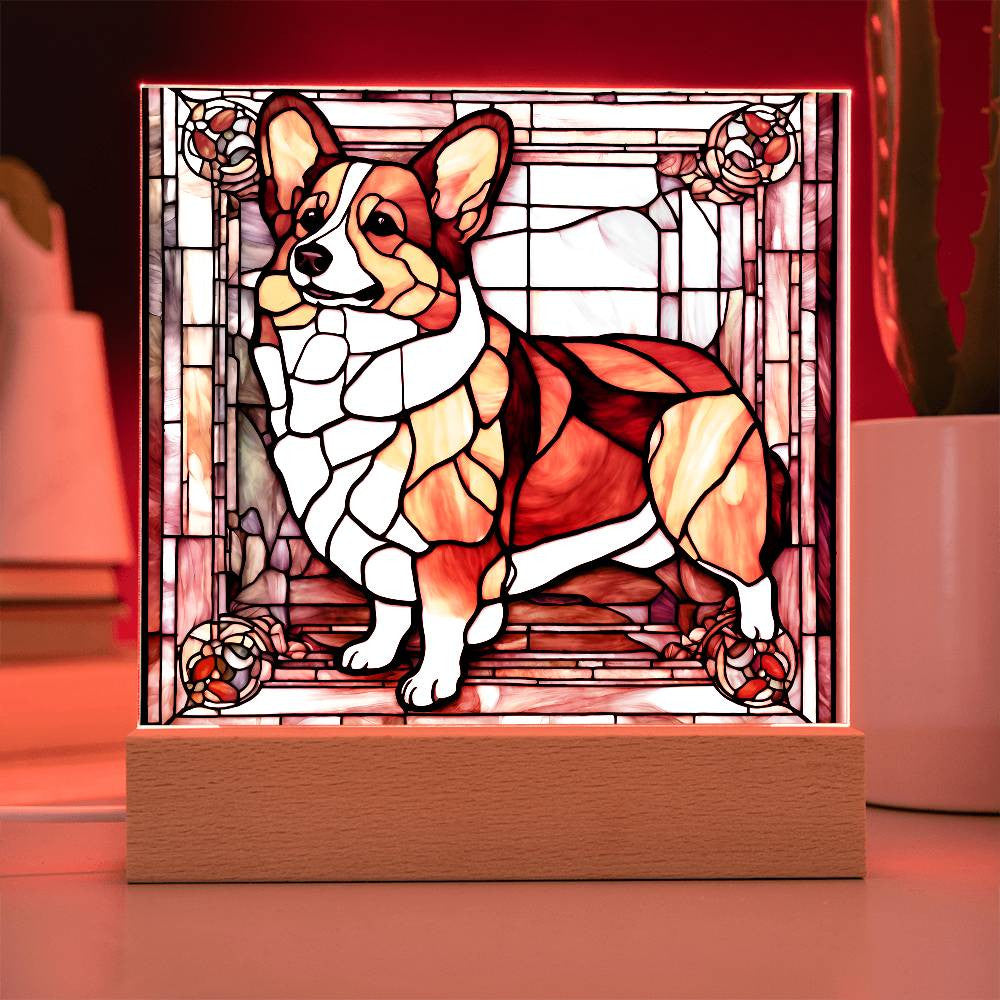 Corgi Dog Light Box Acrylic Plaque, Corgi Dog Decor, Faux Stained Glass, Gift for Corgi Mom, Gift for Corgi lover, Welsh Corgi Decoration, Dog Gift, Housewarming Gifts-[Heartfelt Family Gift]