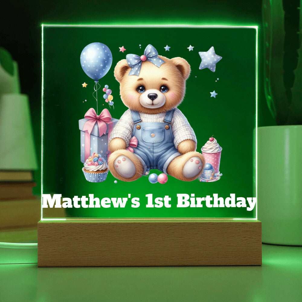 Teddy Bear Lighted Birthday Sign or Nightlight-[Heartfelt Family Gift]