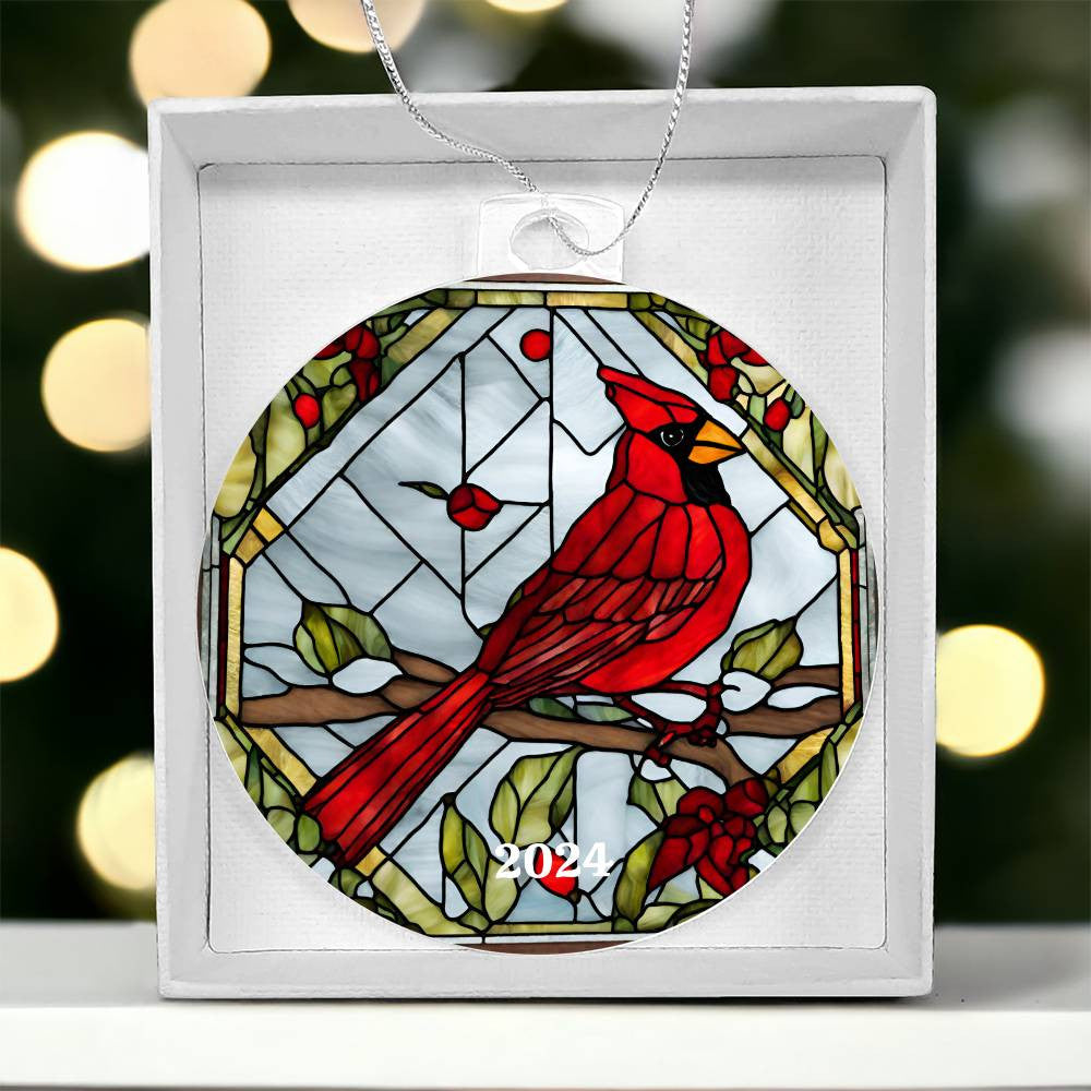 Cardinal Acrylic Christmas Tree Ornament-[Heartfelt Family Gift]